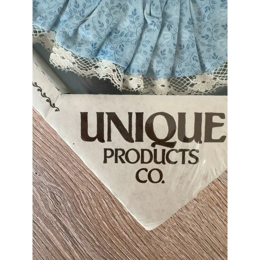 Vintage 5x7 Fabric Picture Frame Blue Floral Lace Cottagecore NOS Sealed USA